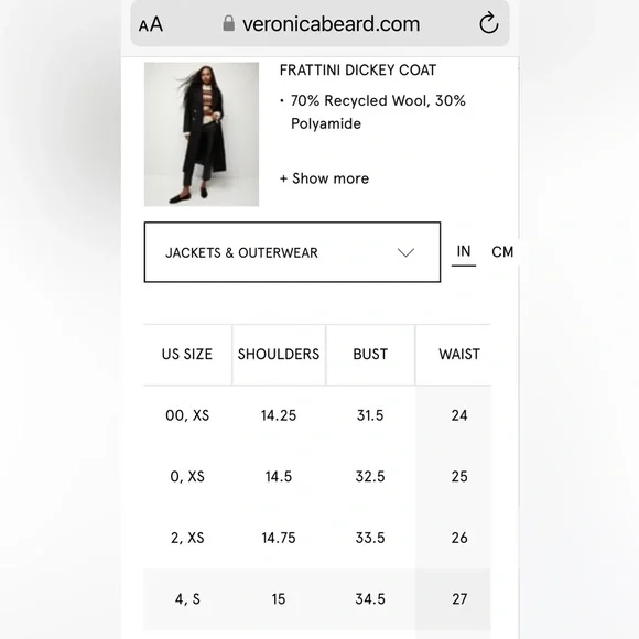 Veronica Beard Frattini Dickey Removable Tie Belt Wool Blended Coat,Black, S,NWT - Picture 7 of 8